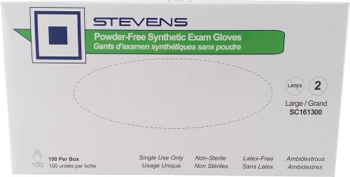 Stevens Vinyl Powder Free Examination Gloves, Size Large, Box of 100