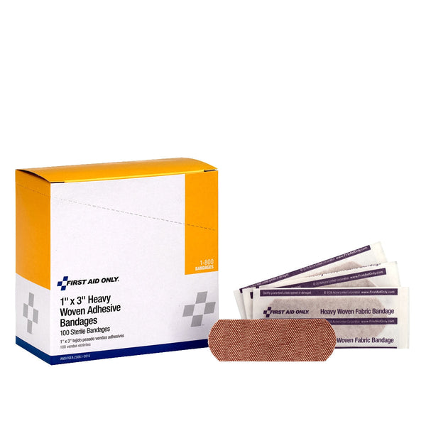 1" x 3" Heavy Woven Fabric Bandages, 100 Per Box