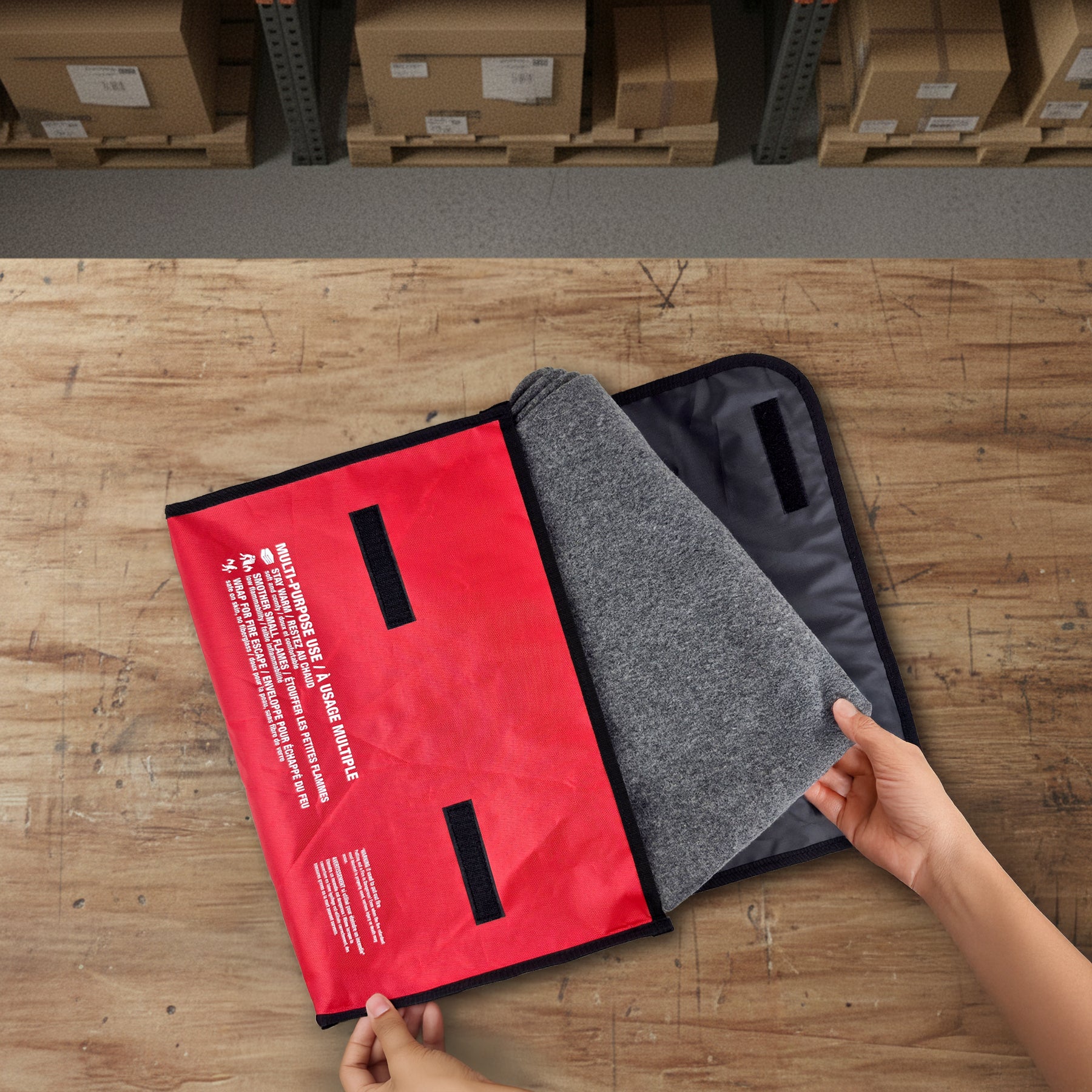 Couverture Ignifuge en Laine (80% Laine) 62" x 84" avec Sac de Transport Robuste