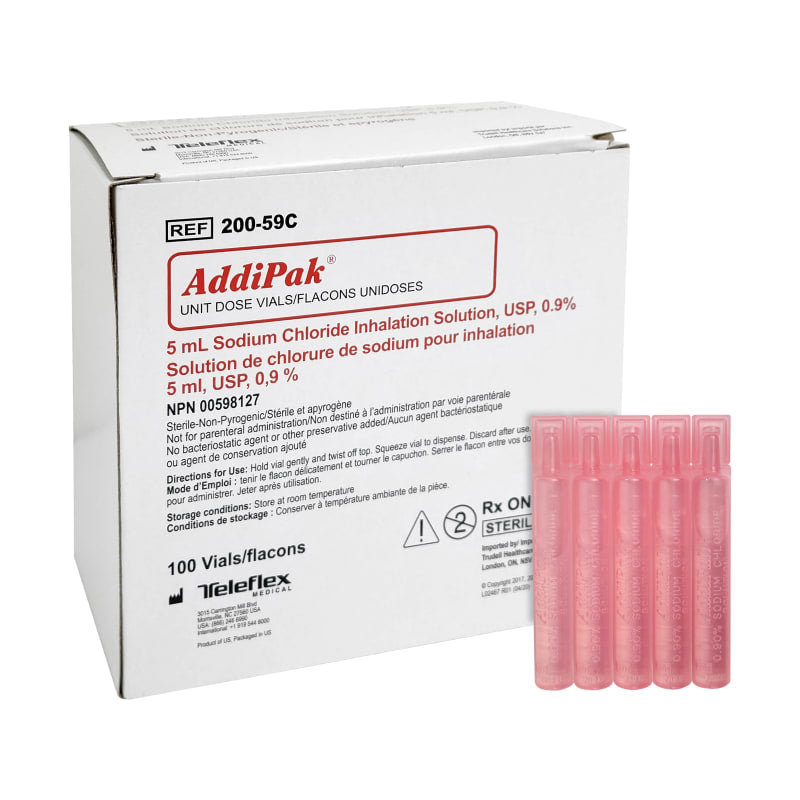 Solution pour inhalation de chlorure de sodium USP 0,9 % - 5 ml - Promo d'octobre 13,90$ de rabais dans le panier