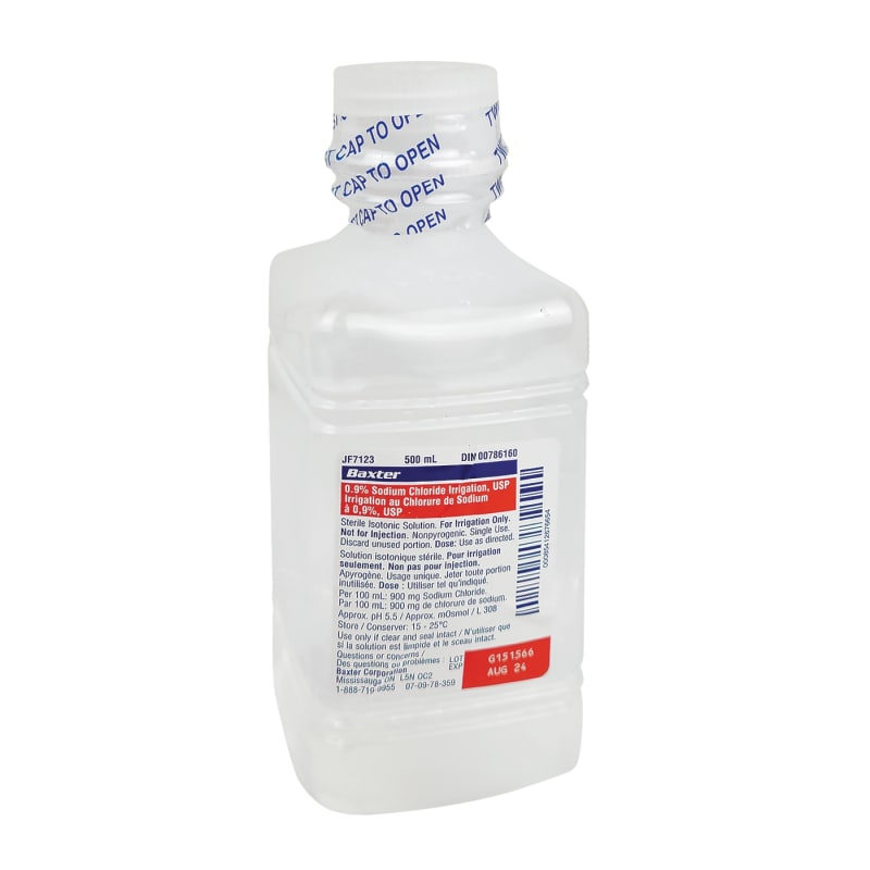 Irrigation au chlorure de sodium 0,9% - 500 ml ou 1000 ml