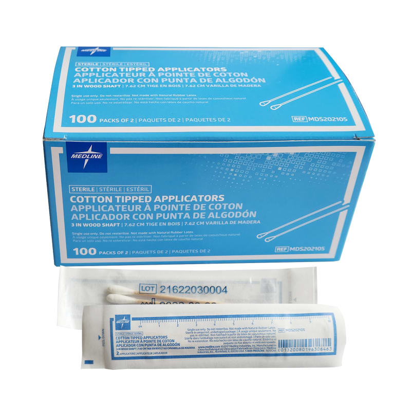 MEDLINE Cotton Tip Applicators, Sterile - 3" (100 packs of 2/box)