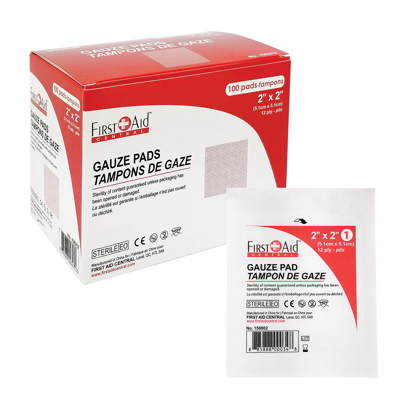 Gauze Pads, Sterile, 12 Ply (2") - Liquidation