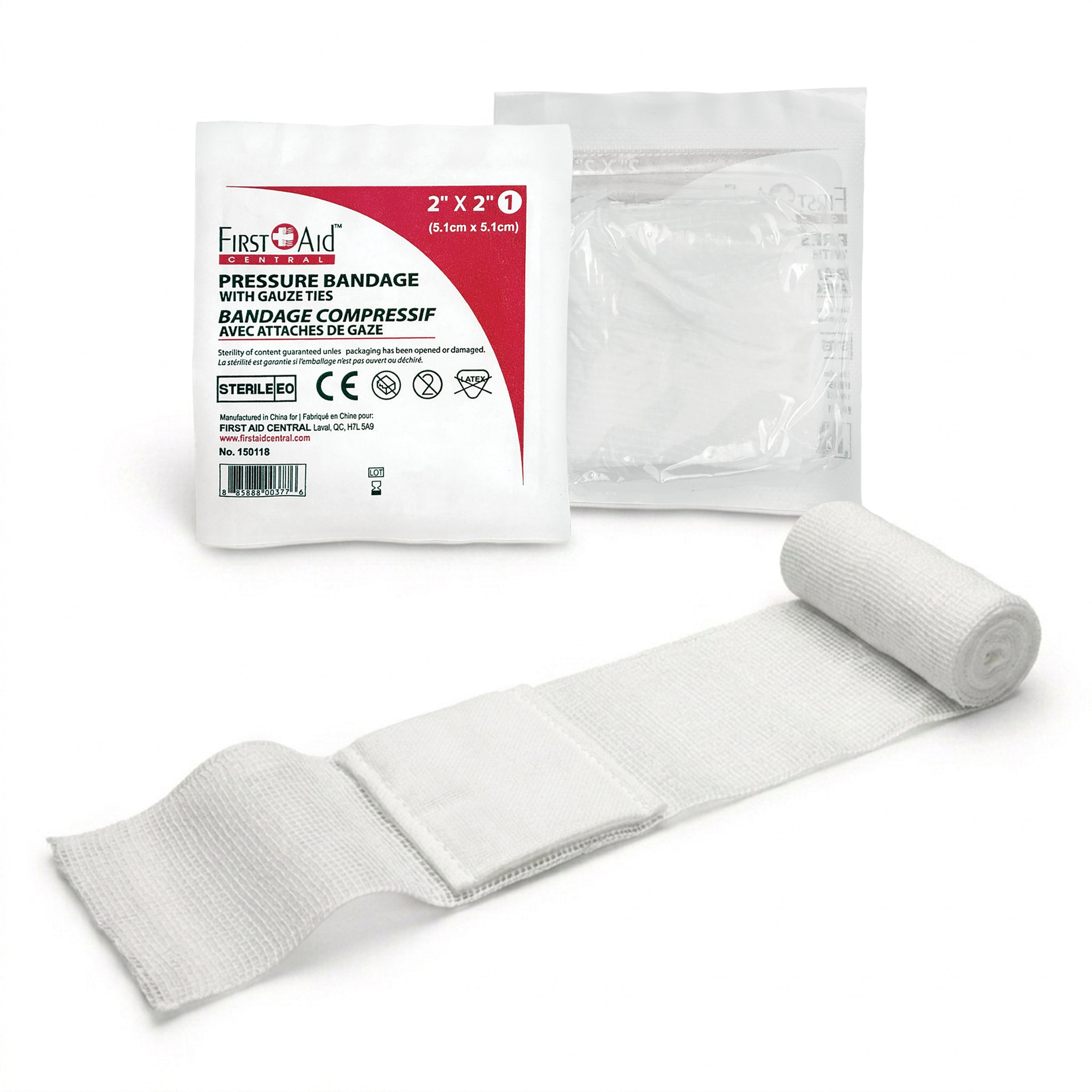 Bandages compressifs avec attaches de gaze, stériles