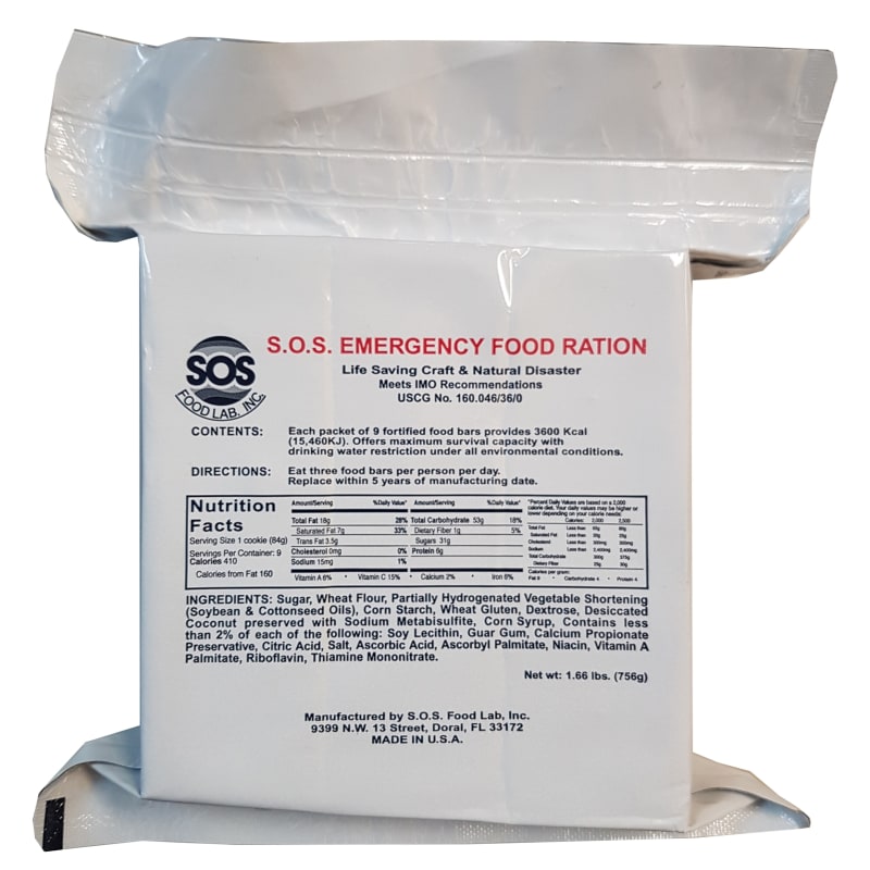 SOS Food Lab - Rations alimentaires d'urgence -3600 calories