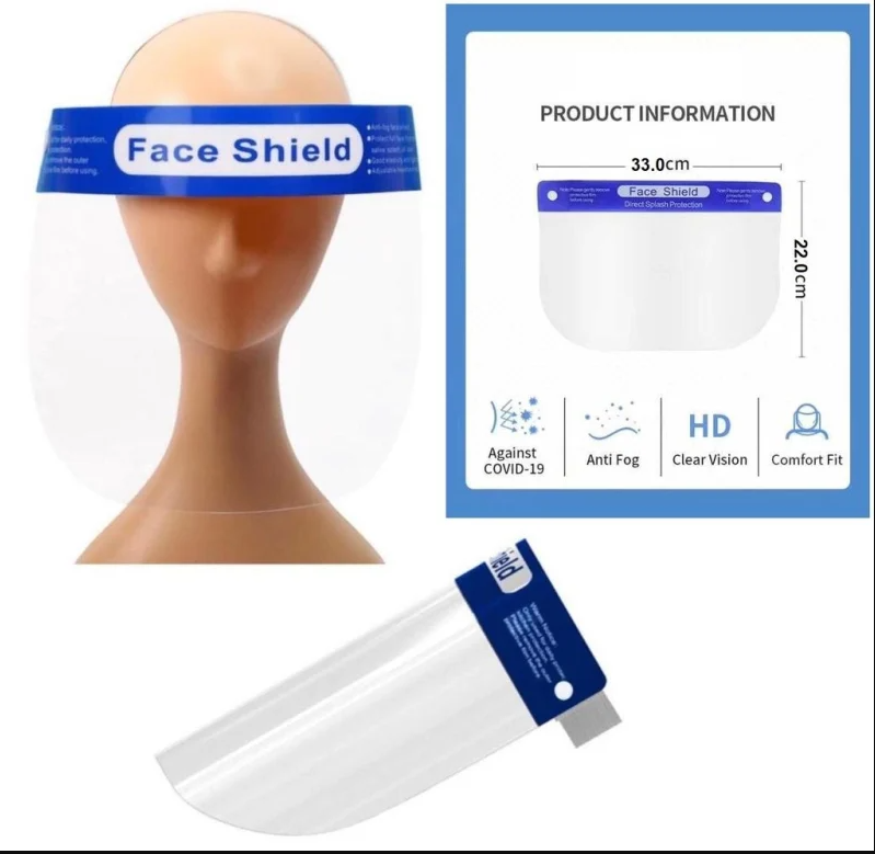 Clear Protective Face Shield - 10 pack
