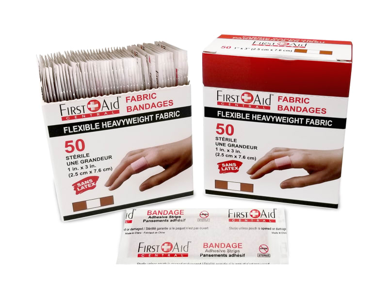 HEAVY Weight Fabric Adhesive Bandages, 1" x 3" (box of 50)