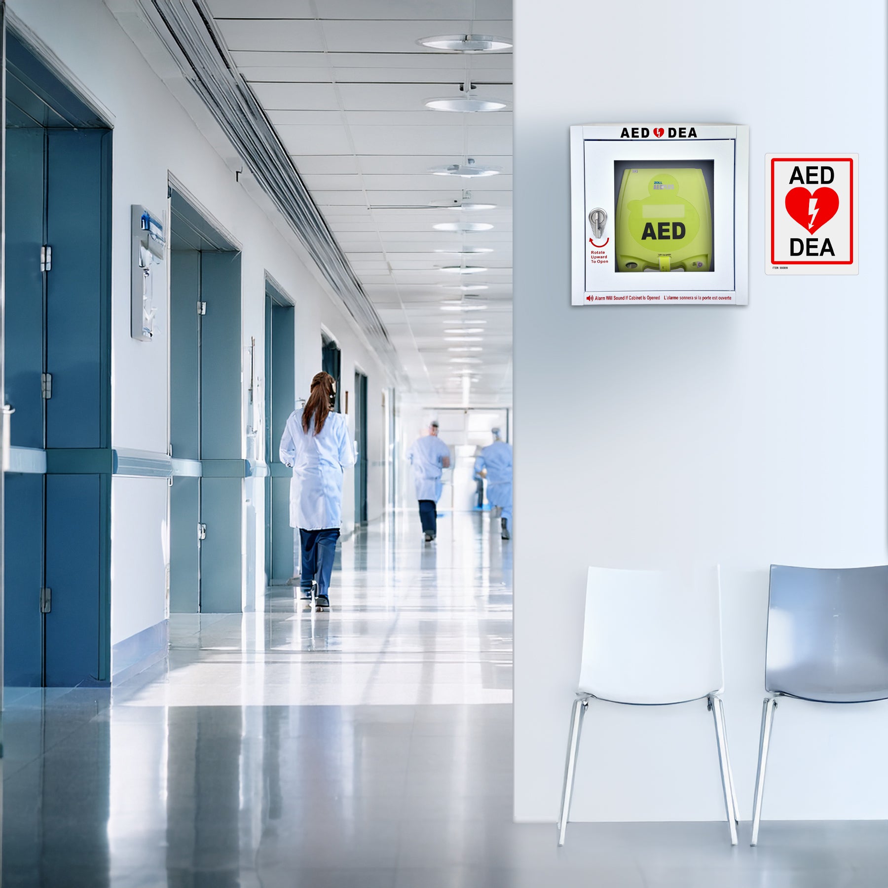AED Wall Cabinet – Surface Mount with 90dB Door Alarm