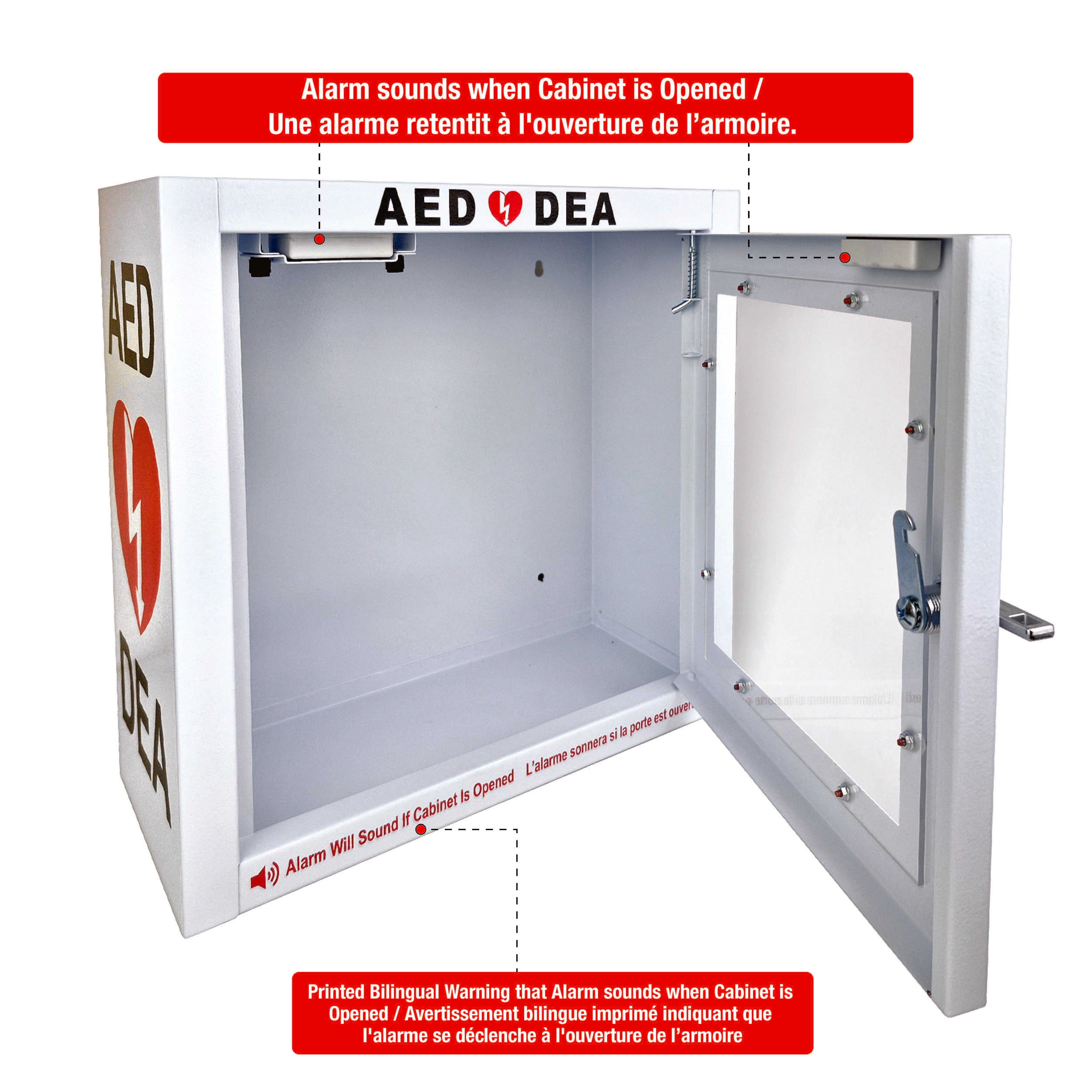 AED Wall Cabinet – Surface Mount with 90dB Door Alarm