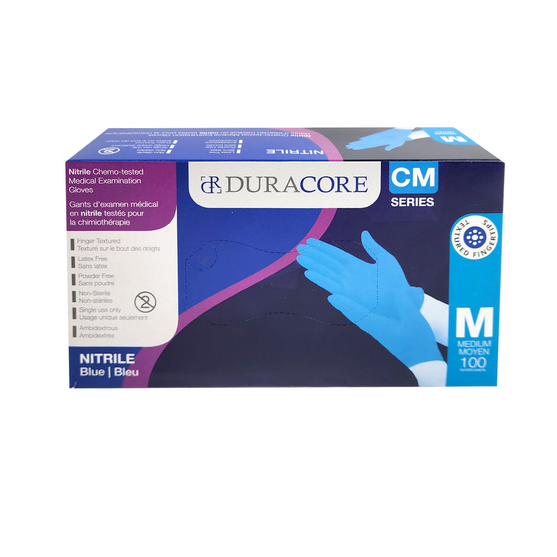 DURACORE, Blue Nitrile Medical Examination Gloves, 3.2mil, Medium (Box of 100)