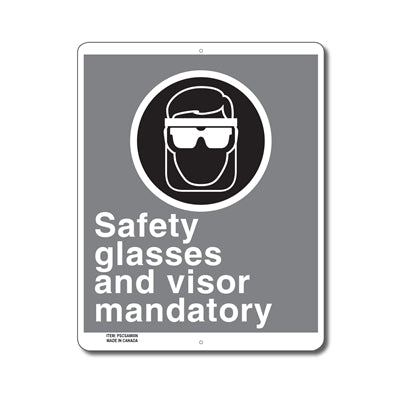 Safety Glasses and Visor Mandatory - Enseigne - en Anglais