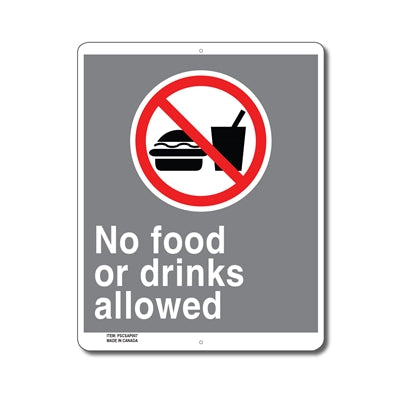 NO FOOD OR DRINKS ALLOWED - CSA SIGN