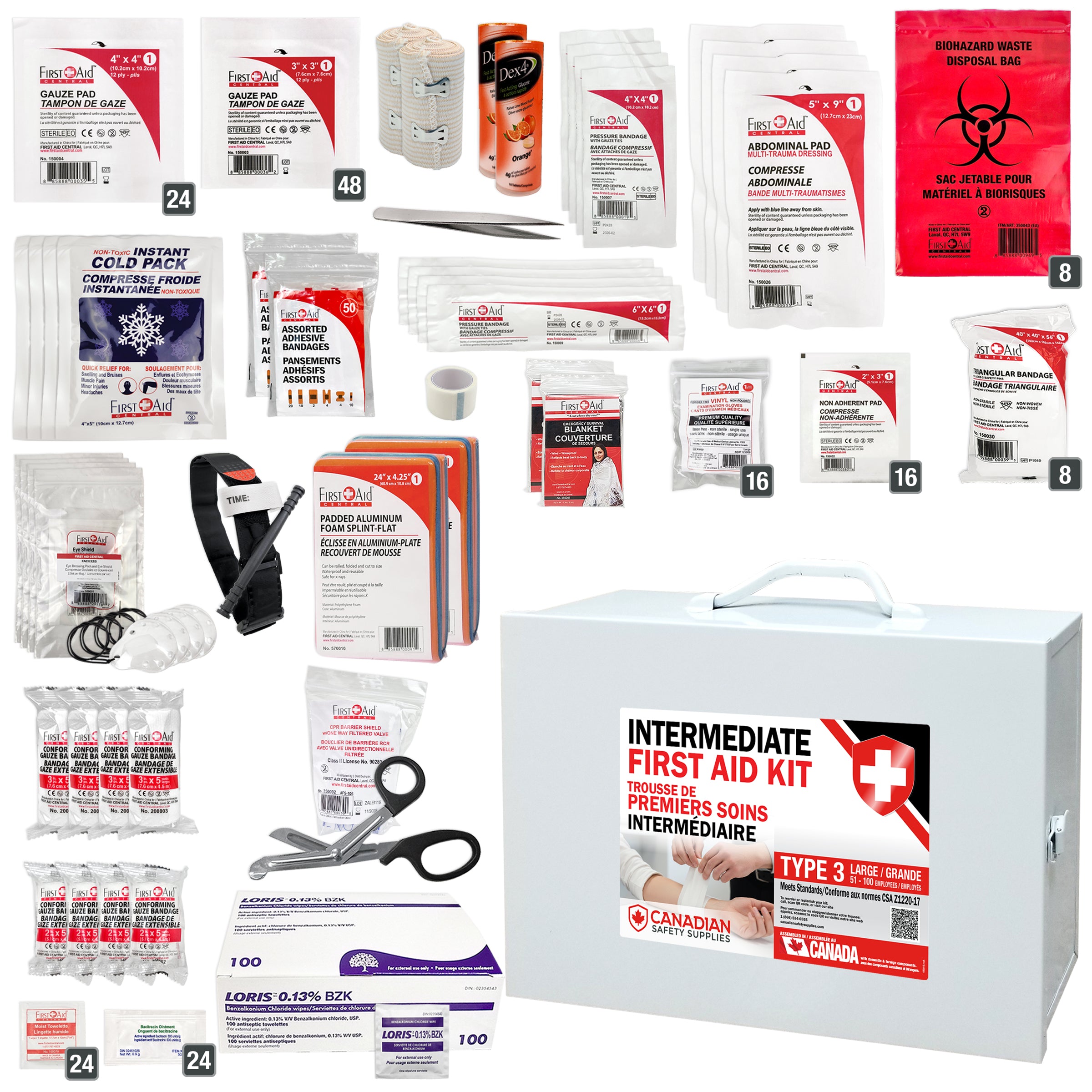 First Aid Kit Type 3 Intermediate as per CSA Z1220-17 Standard - Large (51-100 Workers)