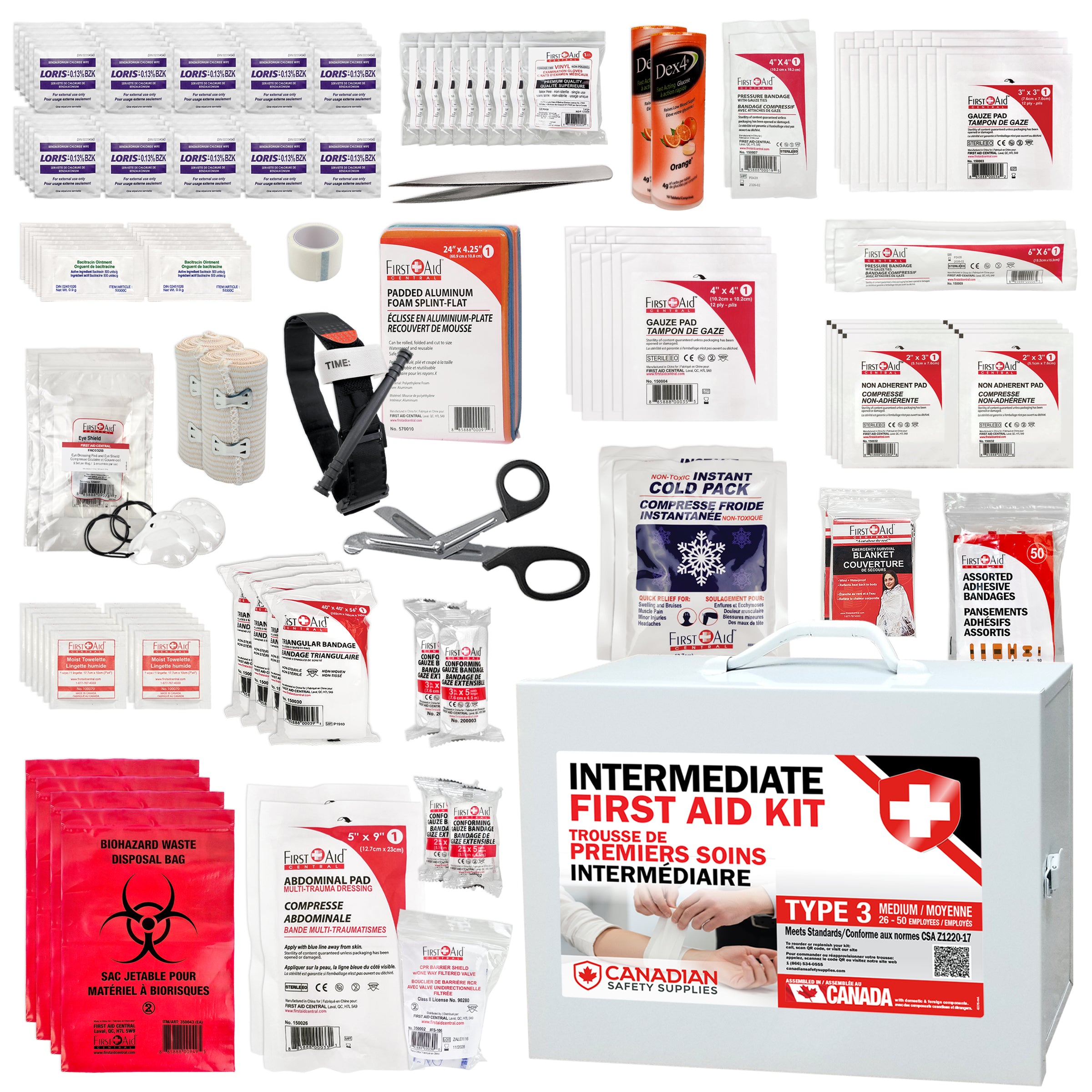First Aid Kit Type 3 Intermediate, as per CSA Z1220-17 Standard - Medium (26-50 Workers)