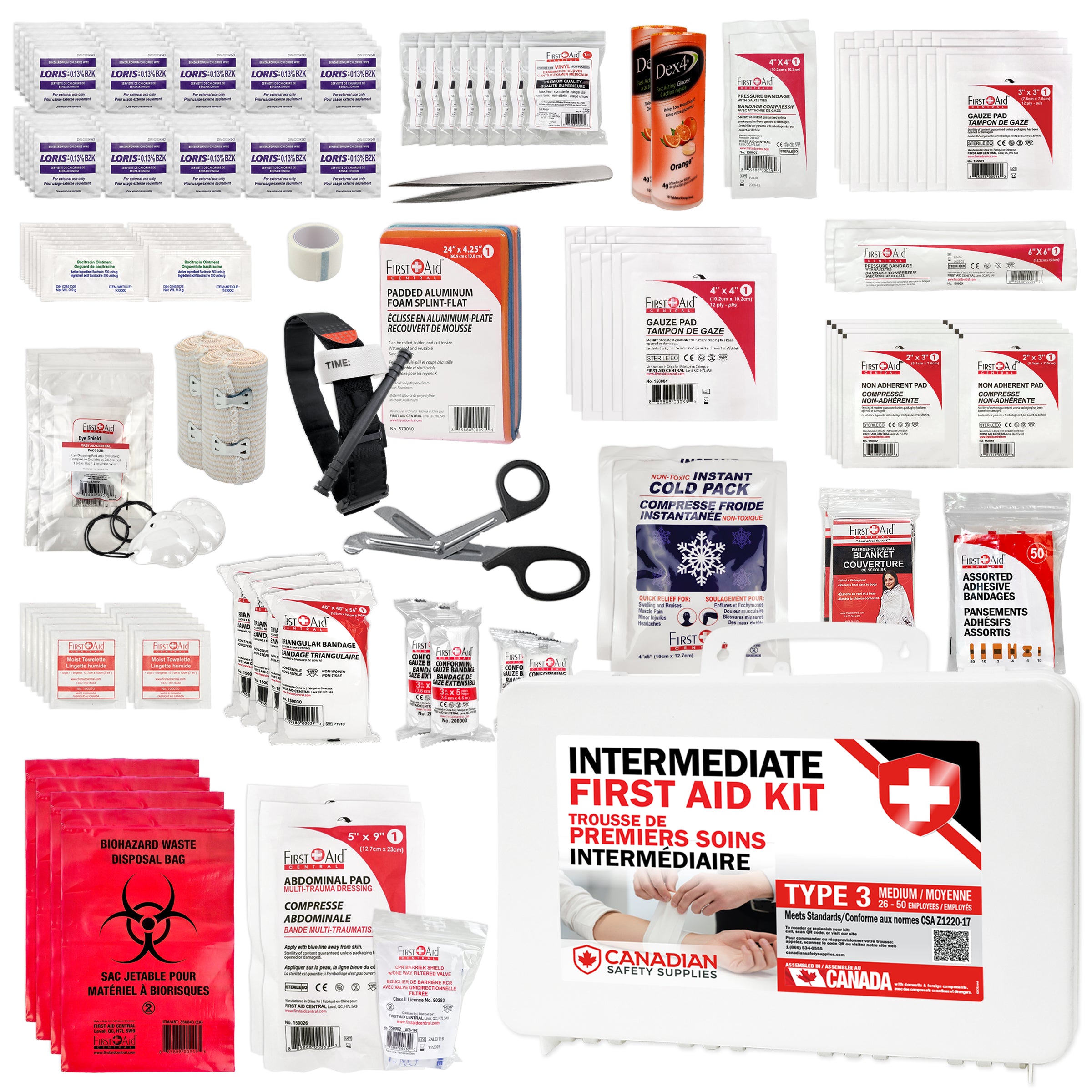 Trousse de premiers soins intermédiaire de type 3 et recharge – Moyenne (26 à 50 travailleurs)