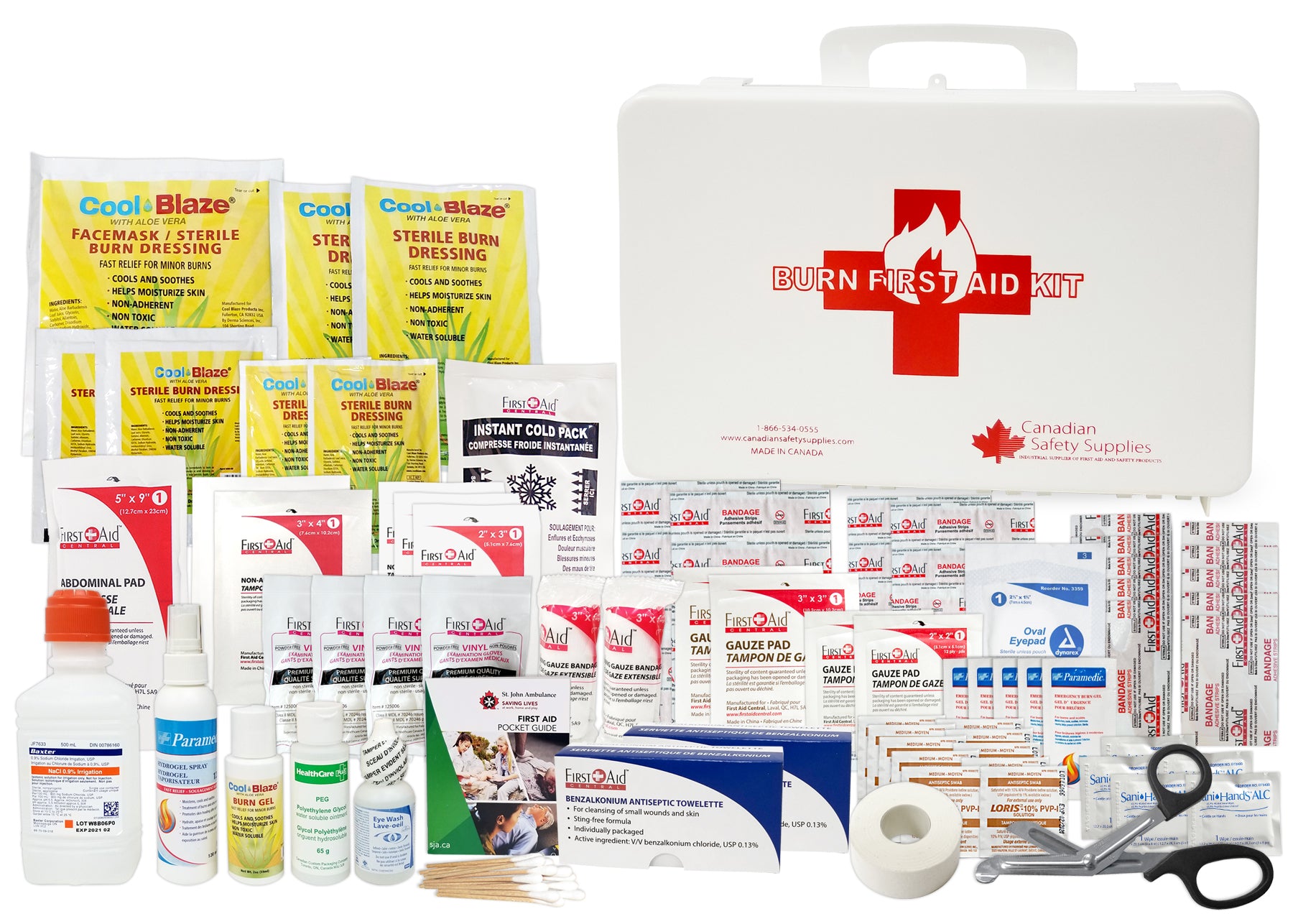 Trousse de premiers soins polyvalente deluxe contre les brûlures