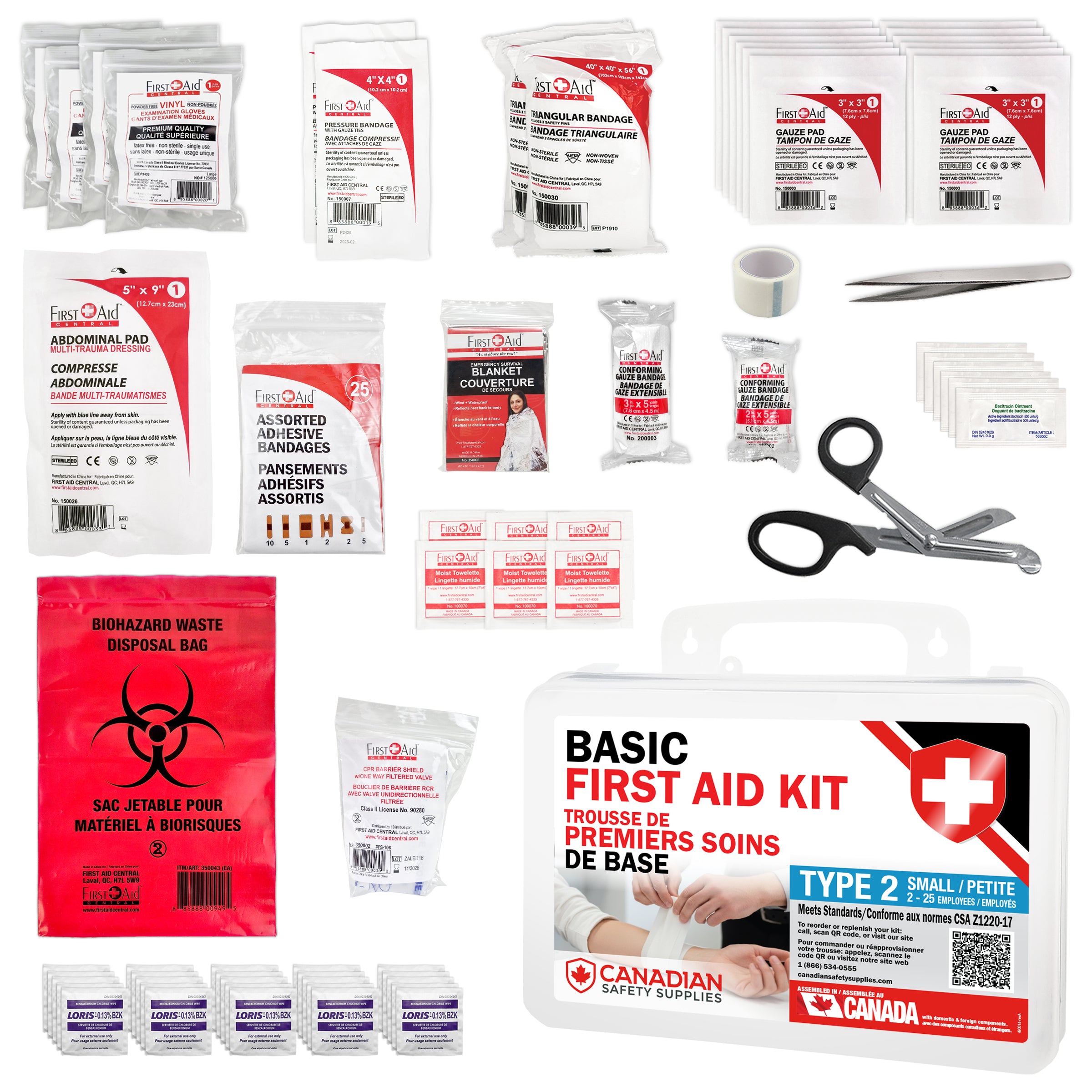 Trousse de premiers soins de base de type 2 et recharge – Petite (2 à 25 travailleurs)