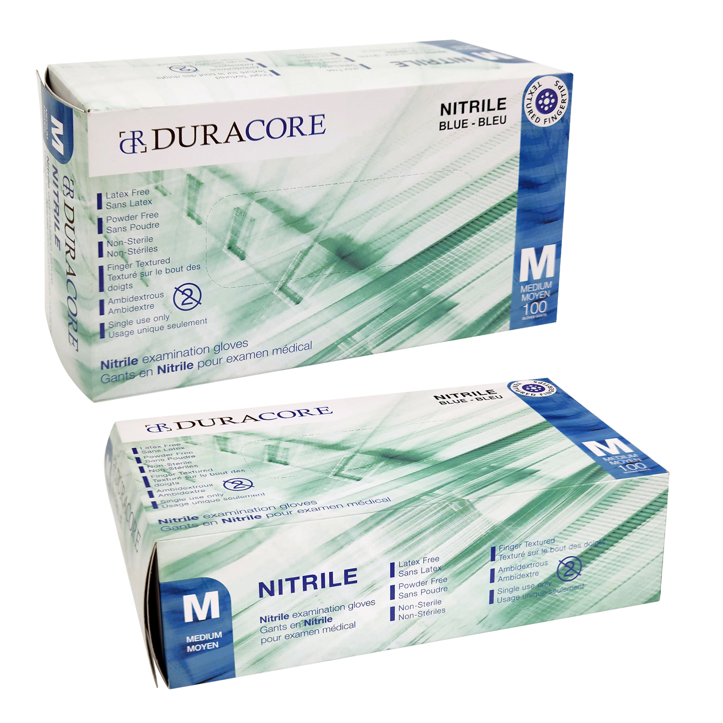 DURACORE, Blue Nitrile Medical Examination Gloves, 3 mil, Box of 100