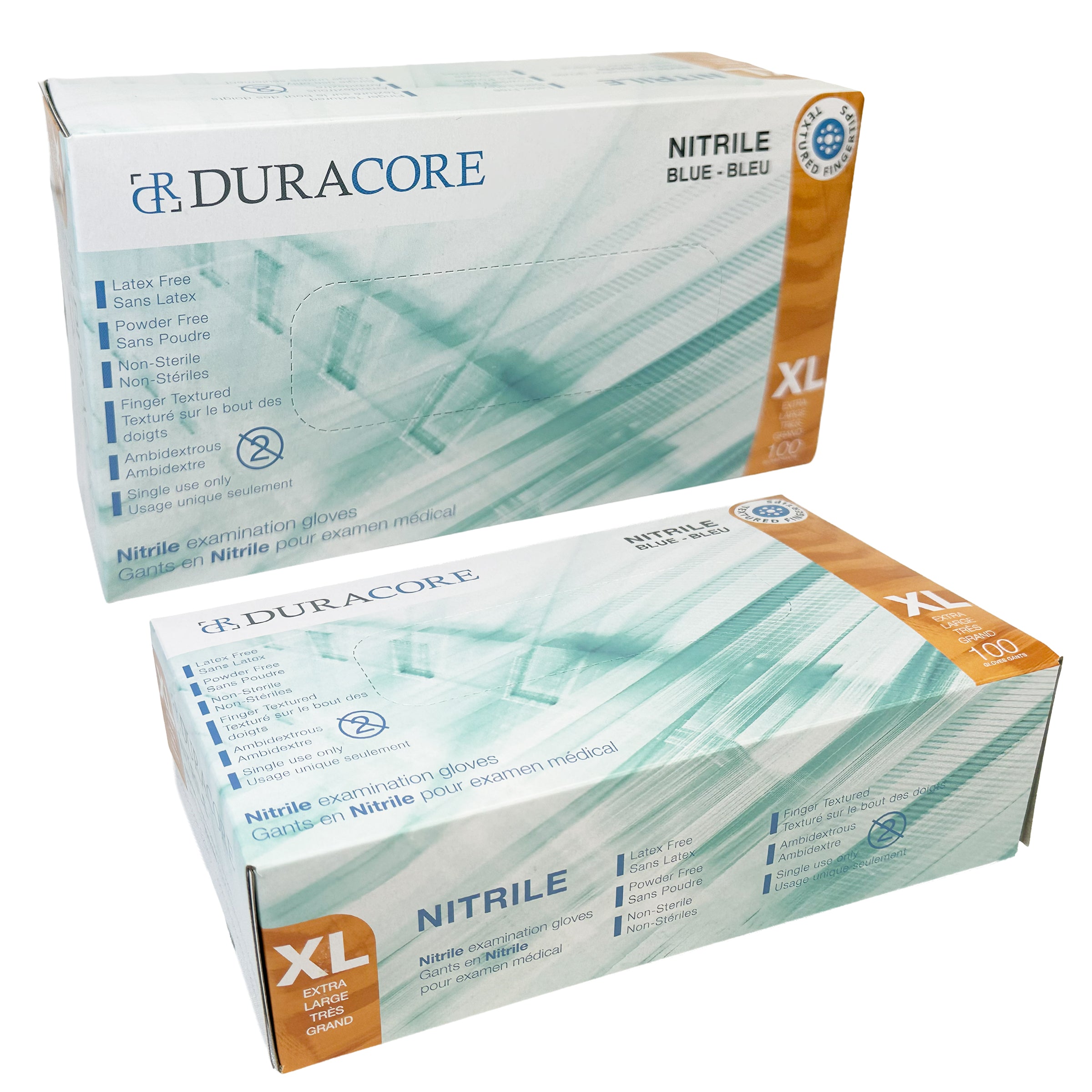 DURACORE, Blue Nitrile Medical Examination Gloves, 3 mil, Box of 100