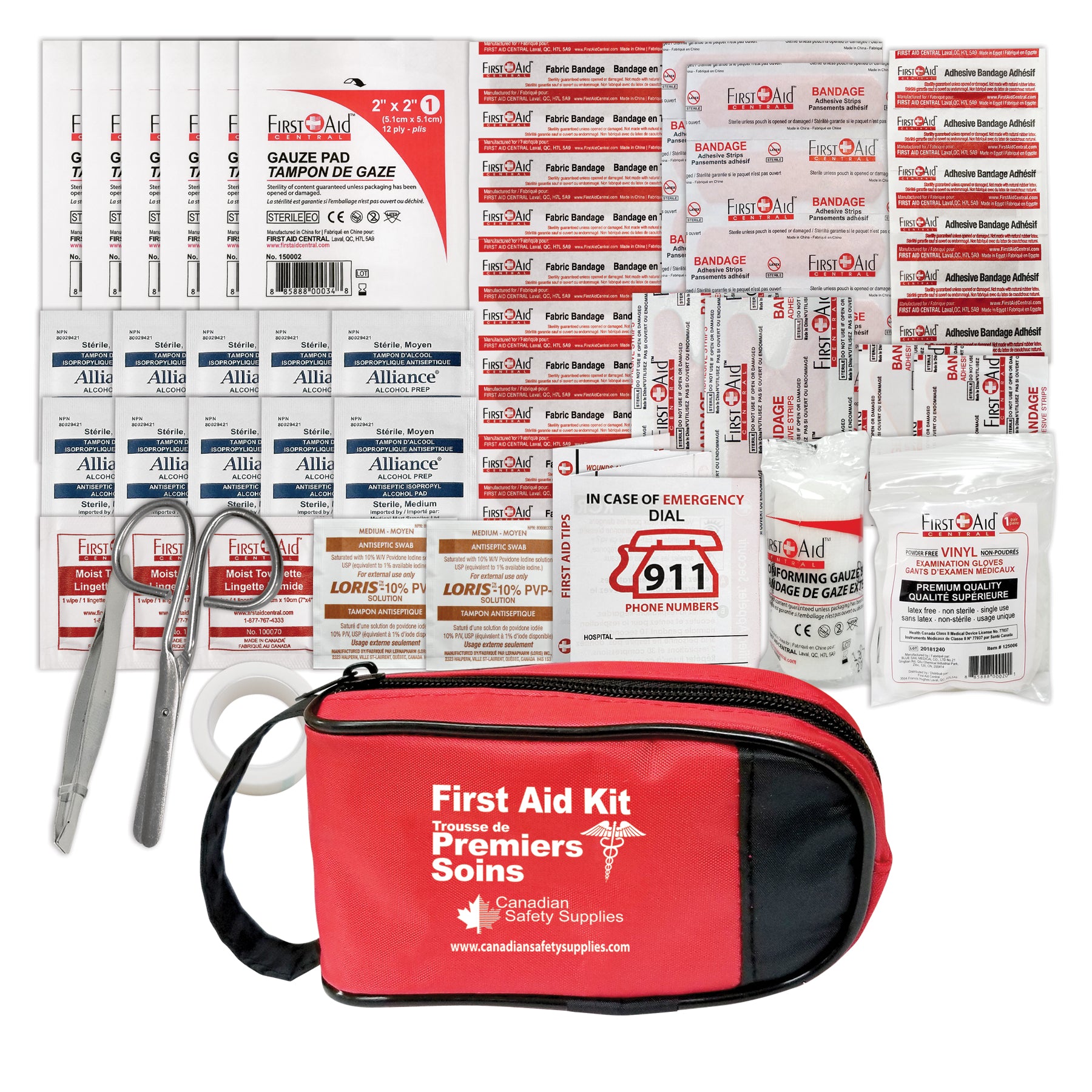 Trousse de premiers soins pour le Plein Air – 52 pièces, sac en nylon