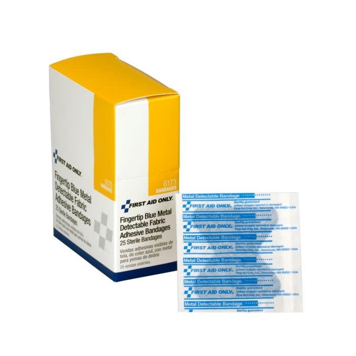 Blue Metal Detectable Fabric Bandages Fingertip (box of 25)