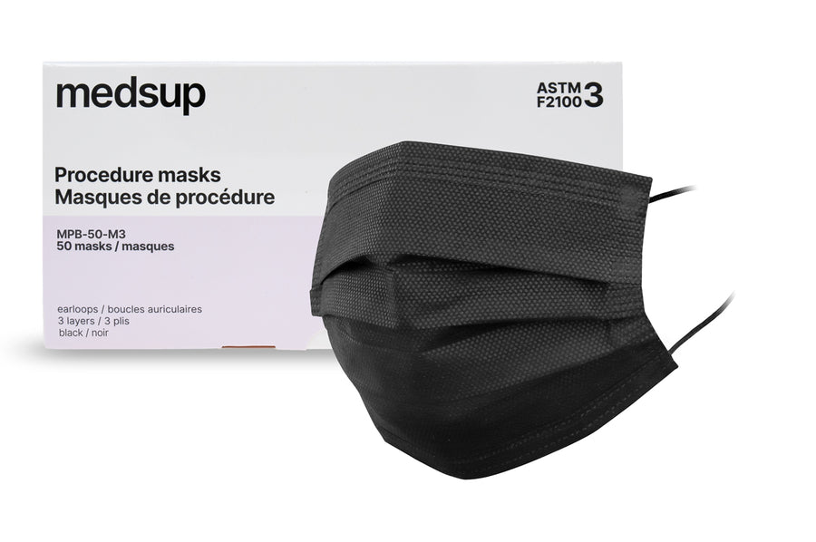 Black Medical Procedure Mask ASTMF210020 Level 3