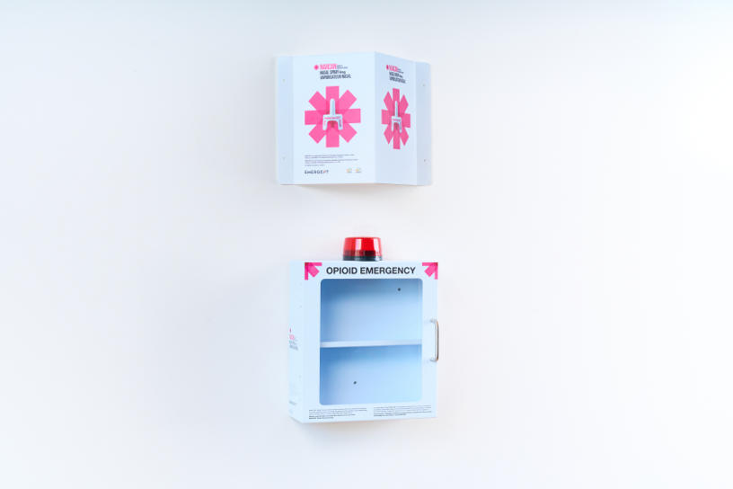 NARCAN® Nasal Spray Wall Cabinet and Wayfinder Sign