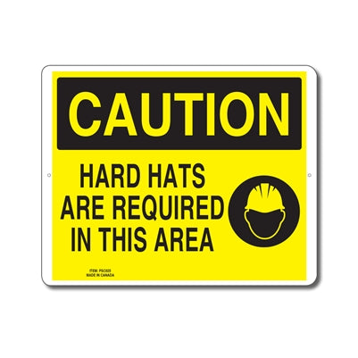 HARD HATS ARE REQUIRED IN THIS AREA - CAUTION SIGN