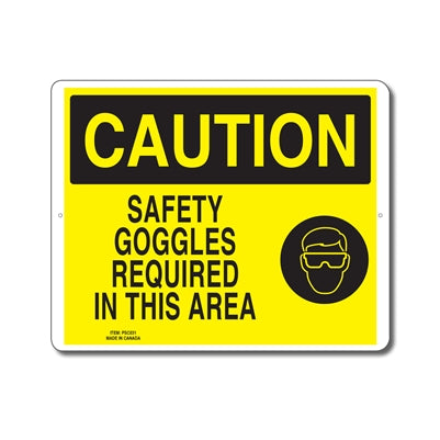 SAFETY GOGGLES REQUIRED IN THIS AREA - CAUTION SIGN