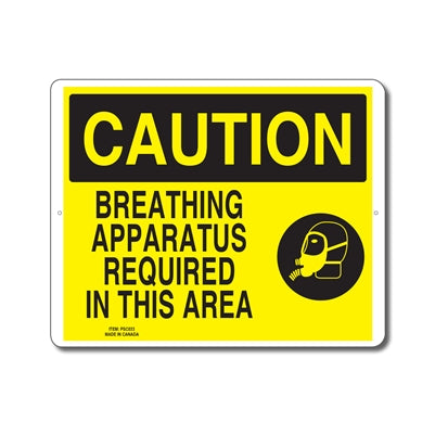 BREATHING APPARATUS REQUIRED IN THIS AREA - CAUTION SIGN