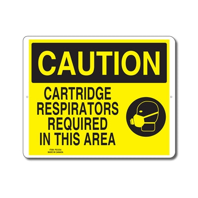 CARTRIDGE RESPIRATORS REQUIRED IN THIS AREA - CAUTION SIGN