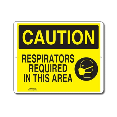 RESPIRATORS REQUIRED IN THIS AREA - CAUTION SIGN