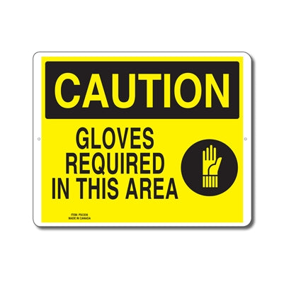 GLOVES REQUIRED IN THIS AREA - CAUTION SIGN