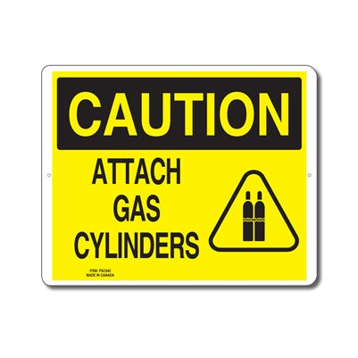 ATTACH GAS CYLINDERS - CAUTION SIGN