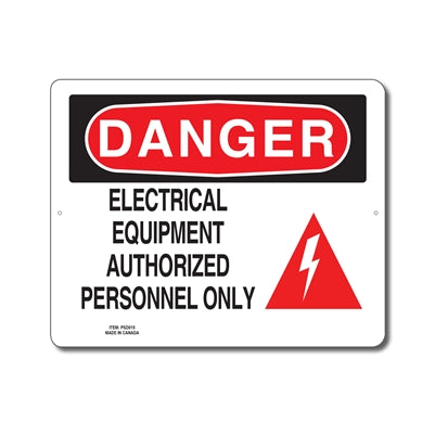 ELECTRICAL EQUIPMENT AUTHORIZED PERSONNEL ONLY - DANGER SIGN