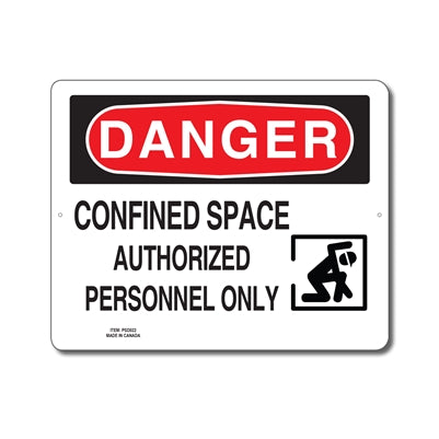 CONFINED SPACE AUTHORIZED PERSONNEL ONLY - DANGER SIGN