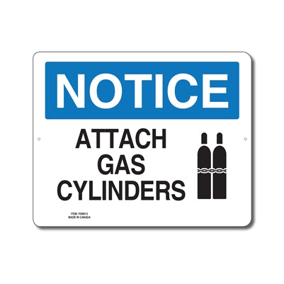 ATTACH GAS CYLINDERS - NOTICE SIGN