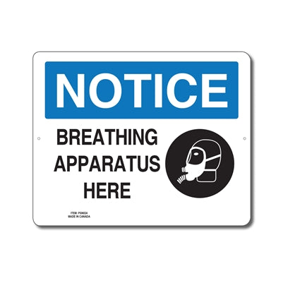 BREATHING APPARATUS HERE - NOTICE SIGN
