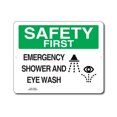 EMERGENCY SHOWER AND EYE WASH - Enseigne La sécurité d'abord - en Anglais
