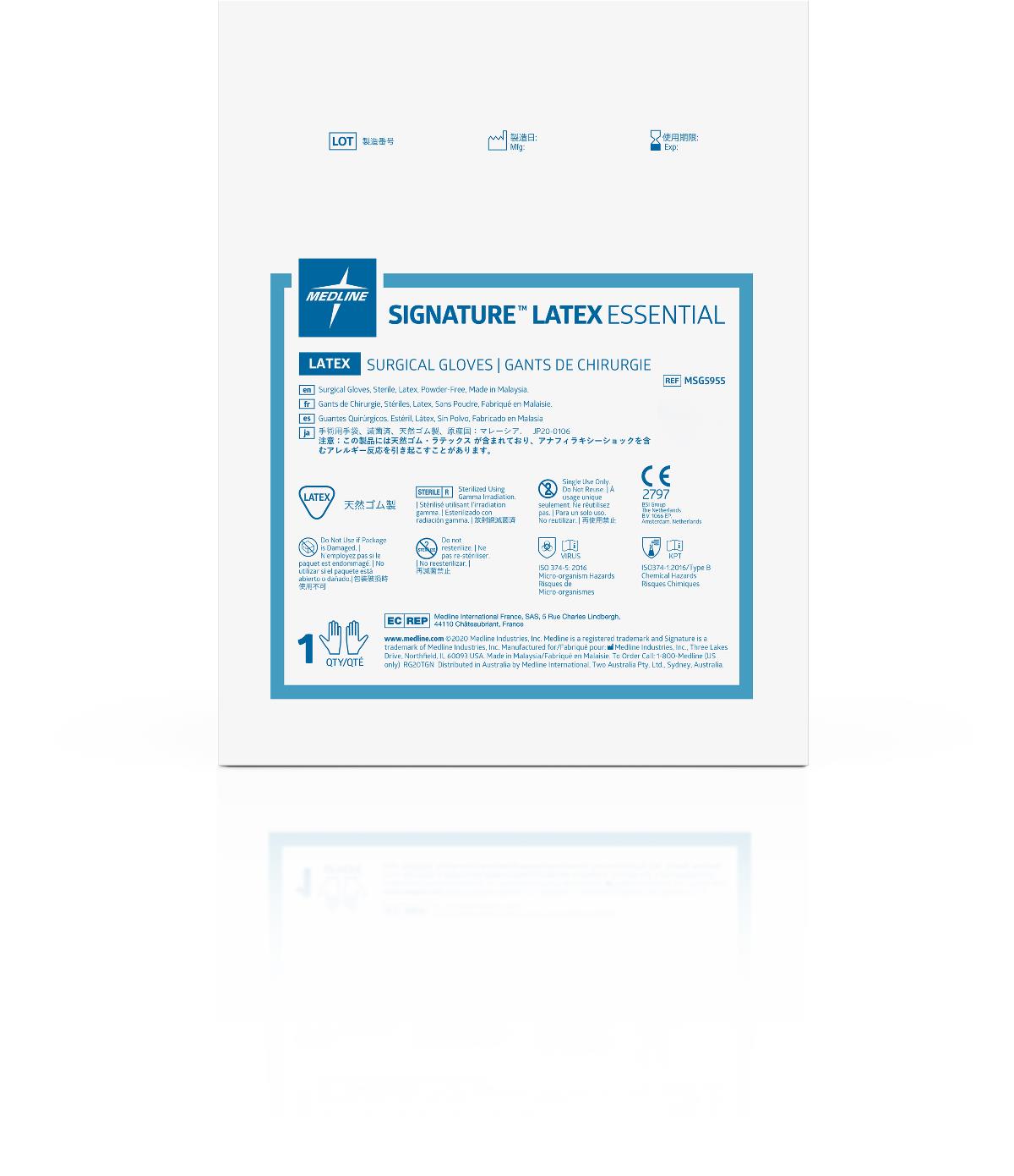Signature™ Latex Essential Sterile Powder-Free Surgical Glove, White, Medium