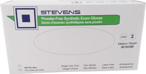Stevens Vinyl Powder Free Examination Gloves, Size Small, Box of 100