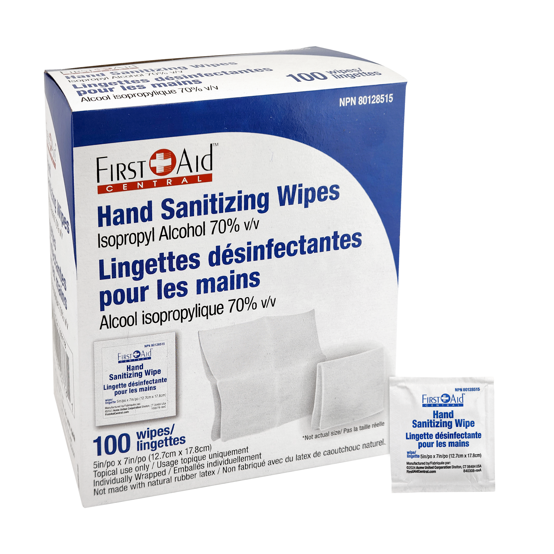 Lingettes désinfectantes pour les mains - Boite de 100 - Expiration: 31-03-2026