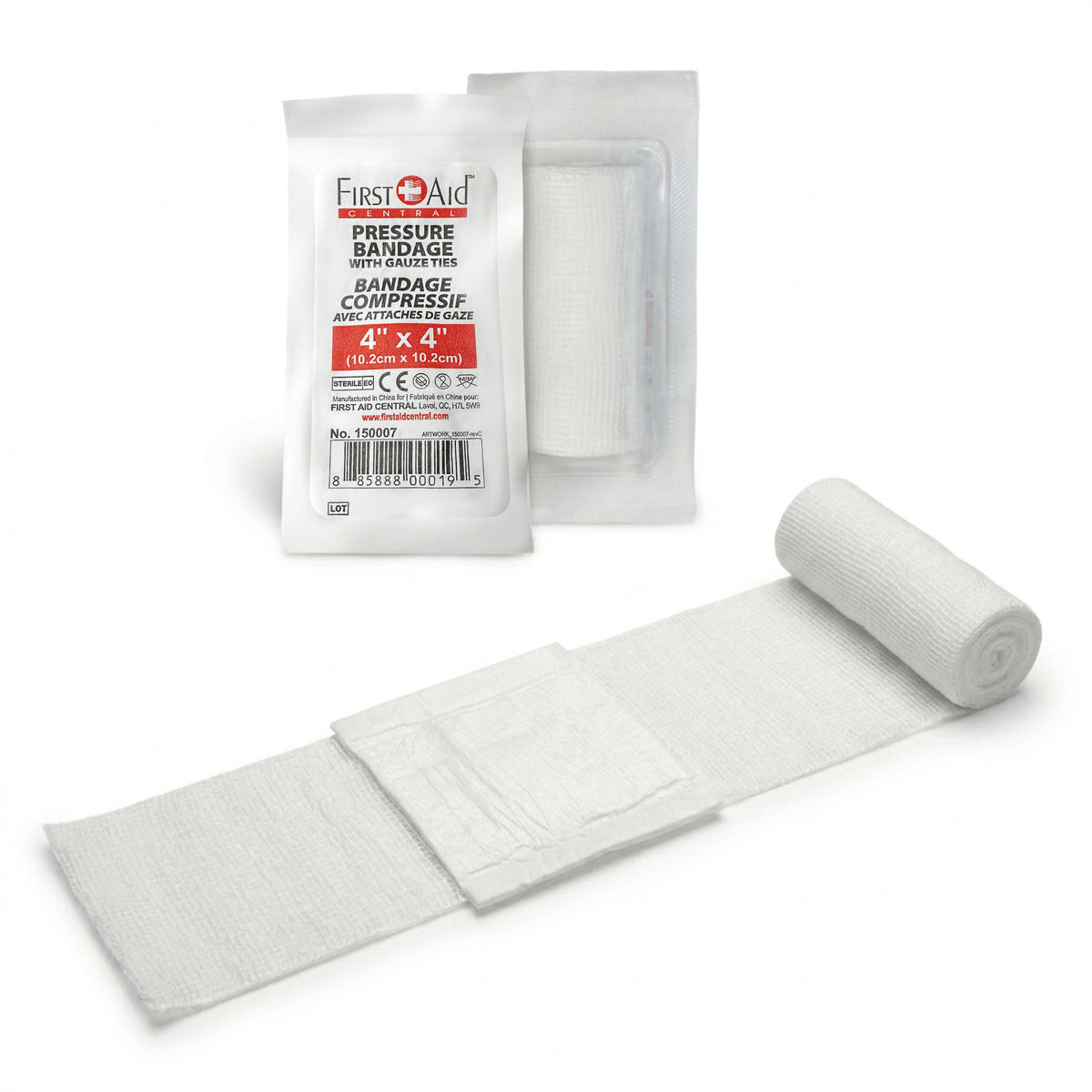 Bandages compressifs avec attaches de gaze, stériles
