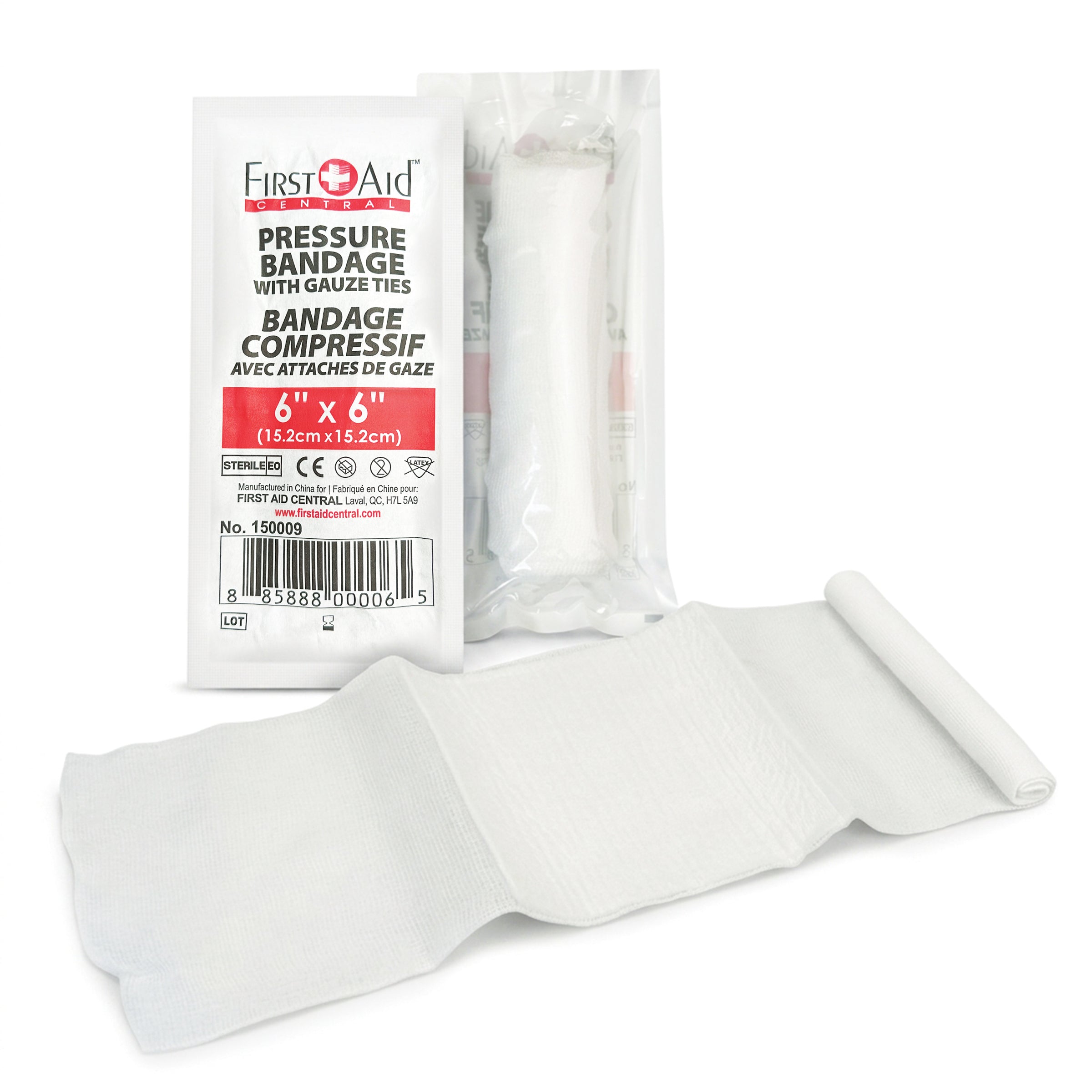 Bandages compressifs avec attaches de gaze, stériles