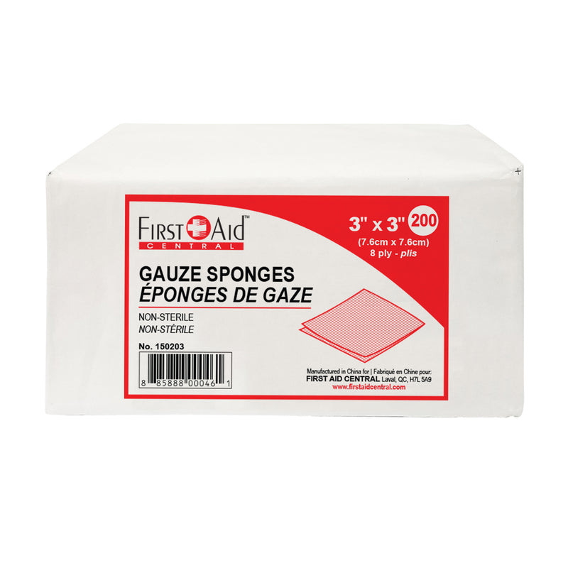 Gauze Sponges, 8 Ply (2", 3", or 4") - Pack of 200