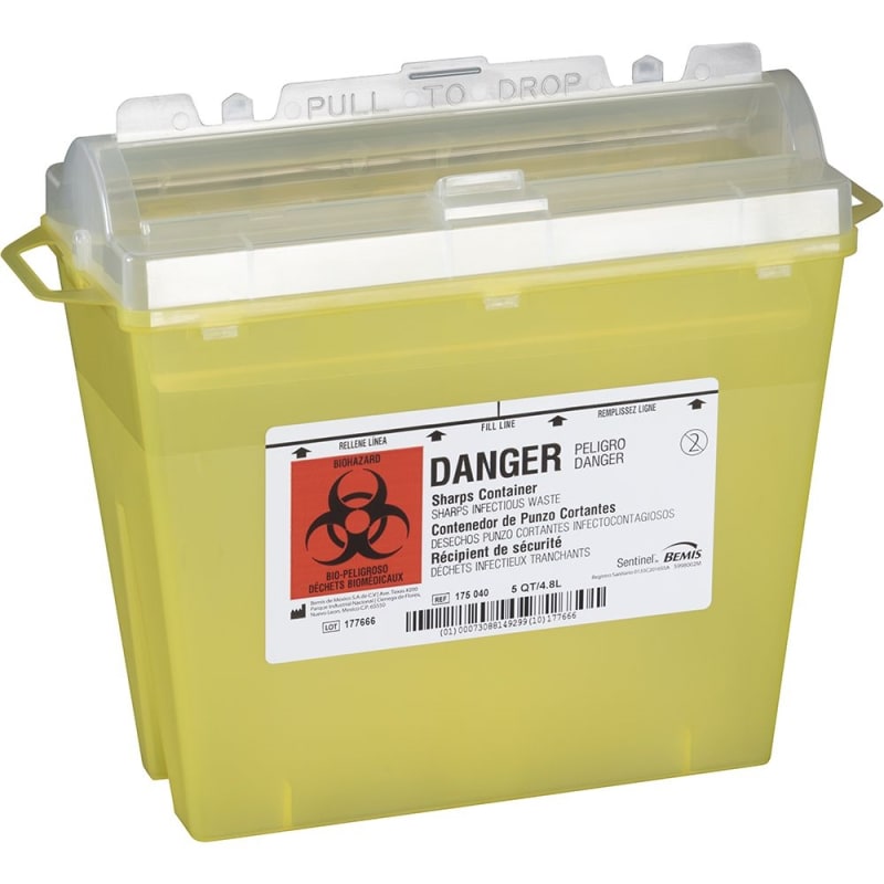 BEMIS Sentinel 5 Quart Sharps Container (Yellow)