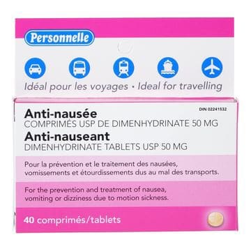 Comprimés de dimenhydrinate 50 mg (40)