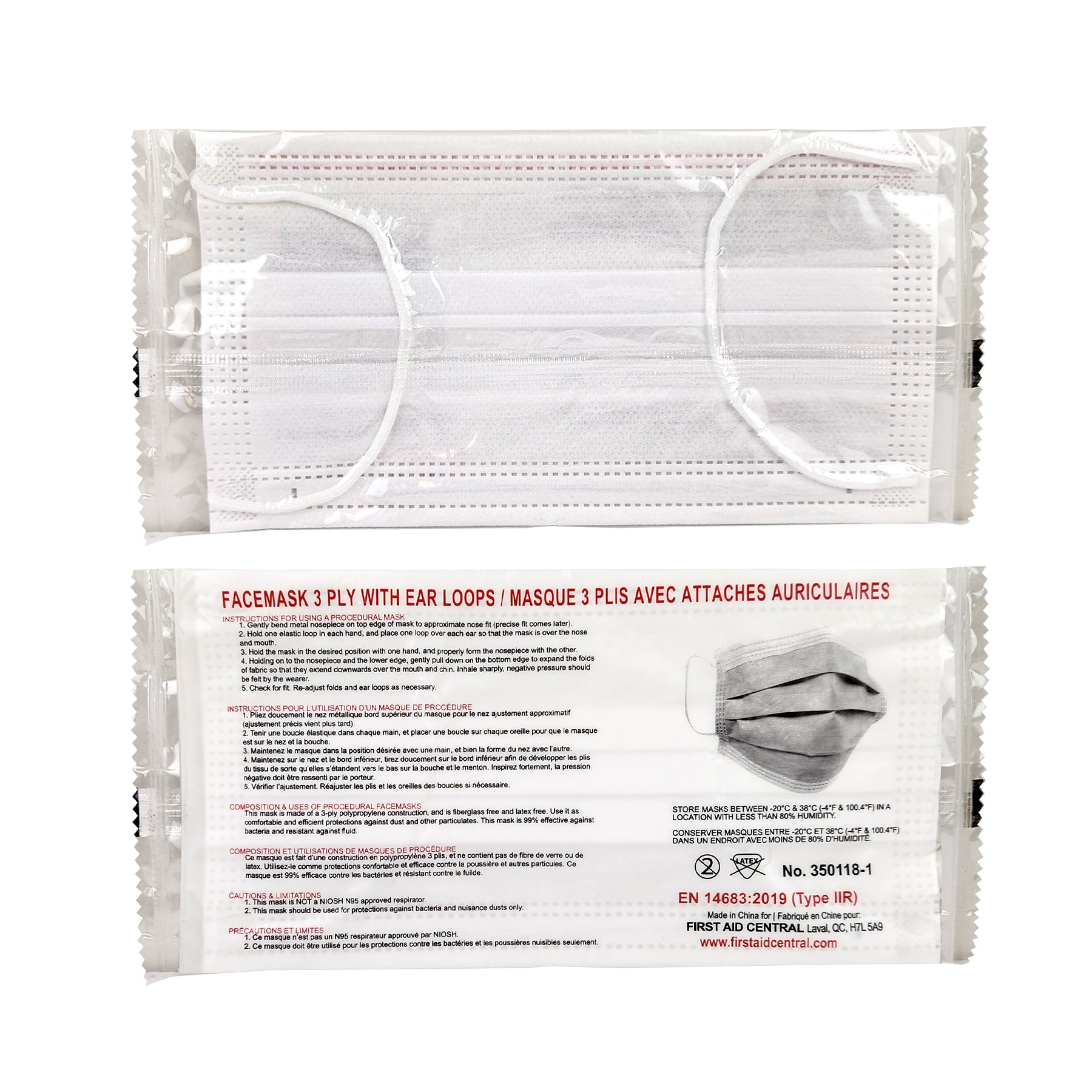 Face Masks, Type 2R Standard,  3-Ply  - Box of 50