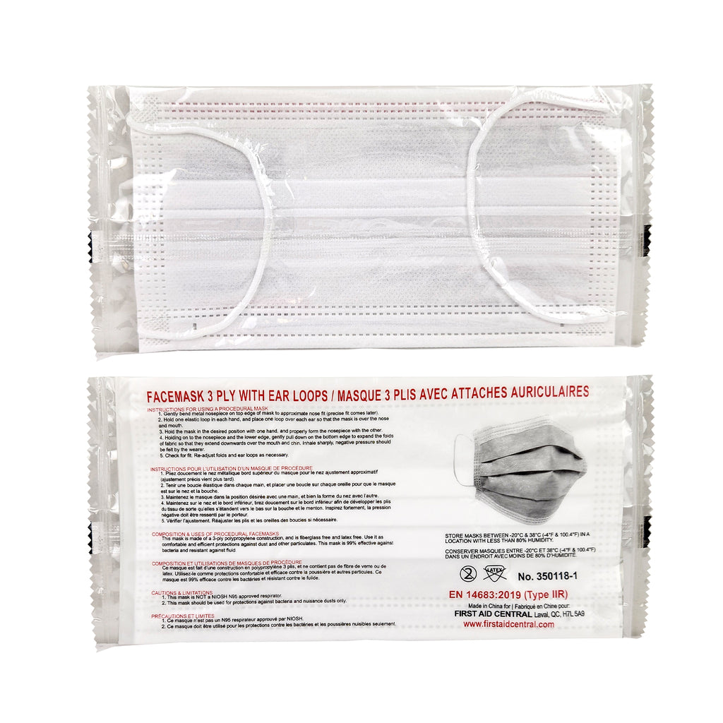 Type Ii R Mask Face Masks, Type 2R Standard, 3-Ply - Box of 50