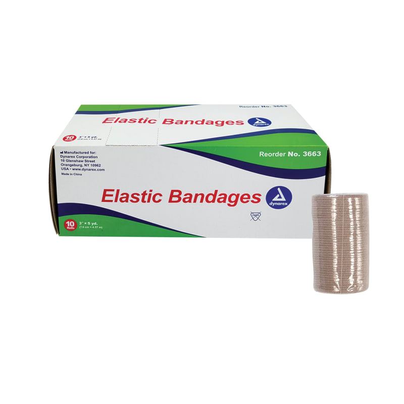 Dynarex Elastic Bandage 3" x 5 yards - 10 rolls